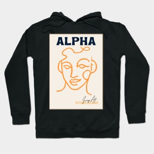 Alpha, Future Legend, Line Drawing Art, Human Head Hoodie